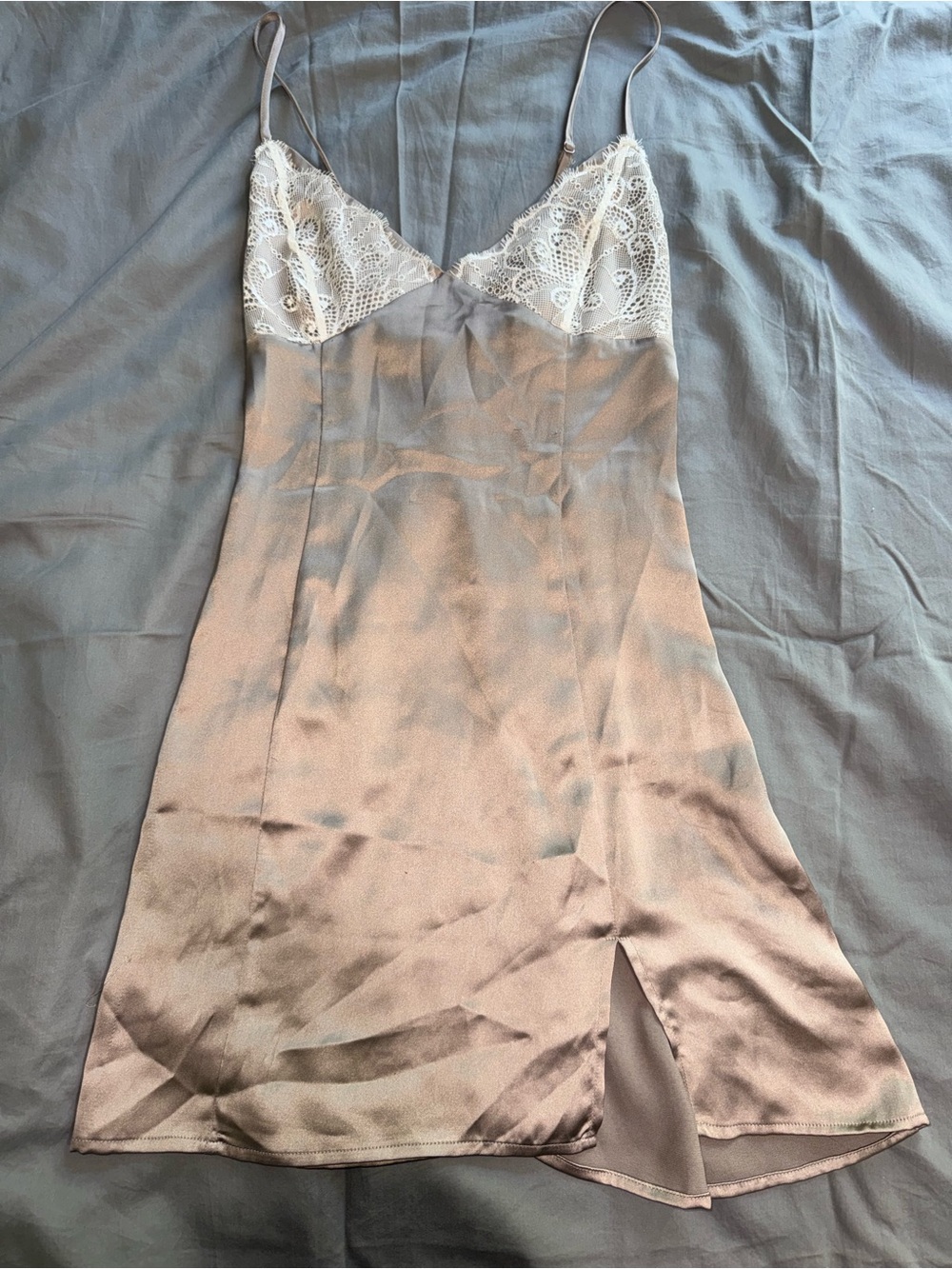 Garage Satin Slip Dress in Taupe